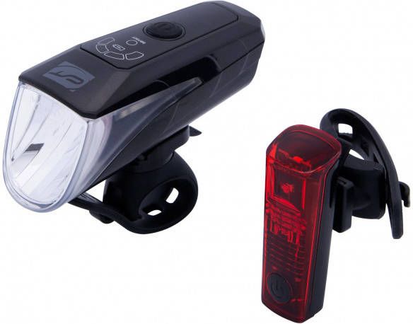 Contec Akku LED Leuchtenset 24Sevenstop Fietslampenset zwart/grijs