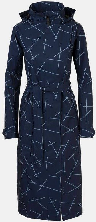 AGU Urban Outdoor Trenchcoat Long Dames Marineblauw/Assortiment Geometrisch