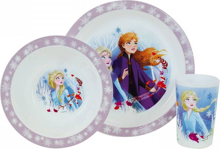 Disney Eetset Frozen Ii Meisjes Wit/roze/lichtblauw 3 delig