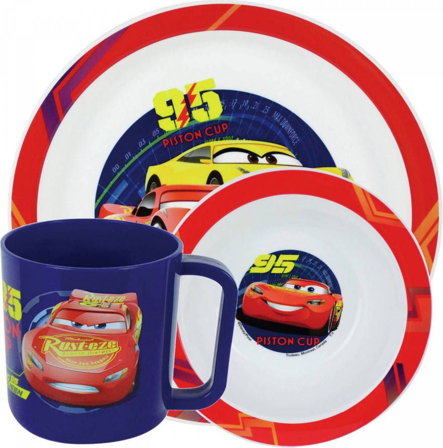 Disney Kinder Ontbijt Set Cars 3 delig Van Kunststof Kinderservies