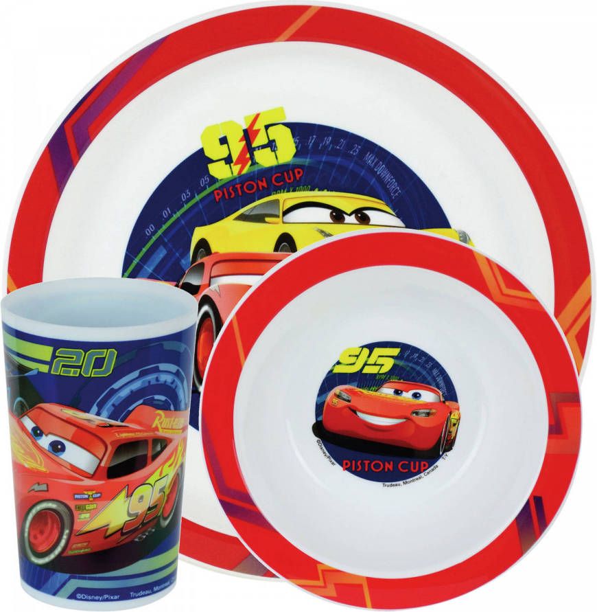 Disney Kinder Ontbijt Set Cars 3 delig Van Kunststof Kinderservies
