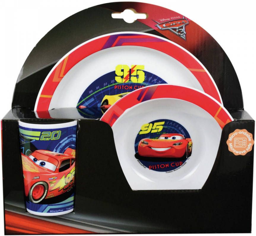 Disney Kinder Ontbijt Set Cars 3 delig Van Kunststof Serviessets
