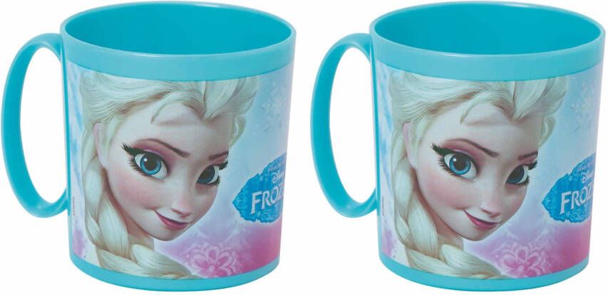 Disney Set Van 2x Stuks Plastic Frozen Thema Drink Bekers 350 Ml Voor Kinderen/peuters