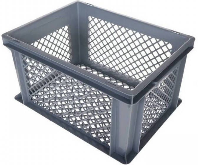 Shoppartners Grijze Kunststof Fietskrat/opbergkrat 40 X 30 X 22 Cm Fietsmand