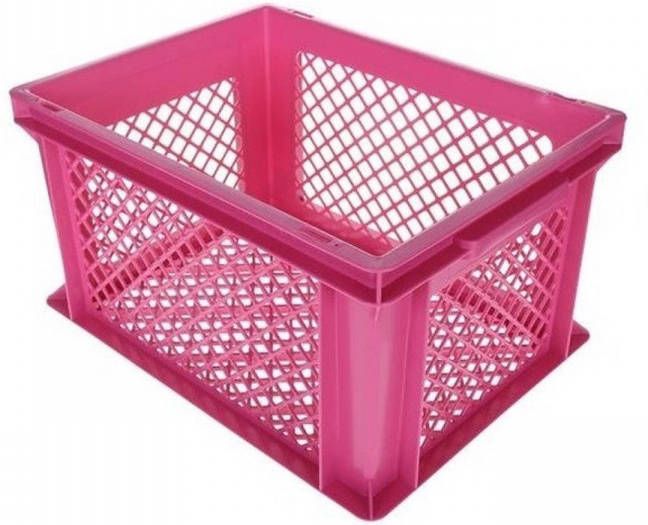 Shoppartners Roze Kunststof Fietskrat/opbergkrat 40 X 30 X 22 Cm Fietsmand