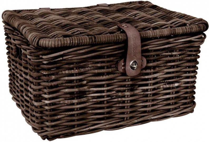 Fastrider Rattan Basket With Lid Fietsmand Middenbruin