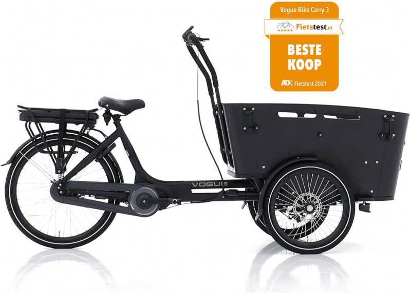Vogue Elektrische Bakfiets Carry 3 26 Inch 48 Cm Unisex 7v Rollerbrake Matzwart/zwart