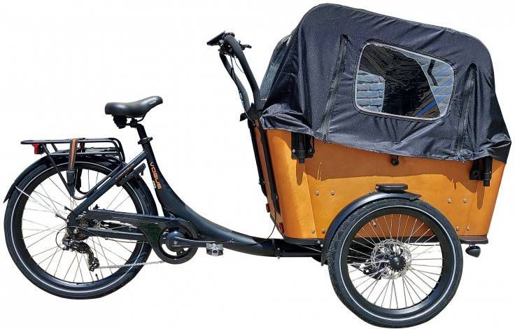 Vogue Elektrische Bakfiets Superior 3 26 Inch 49 Cm Unisex 7v Schijfrem Matzwart/bruin