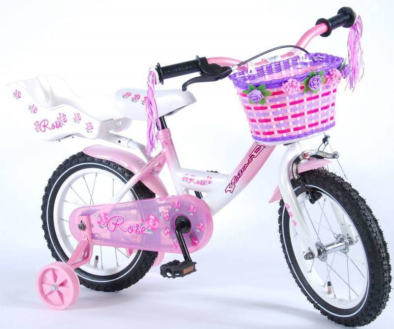 Volare Rose 14 Inch 23, 5 Cm Meisjes Terugtraprem Wit/roze