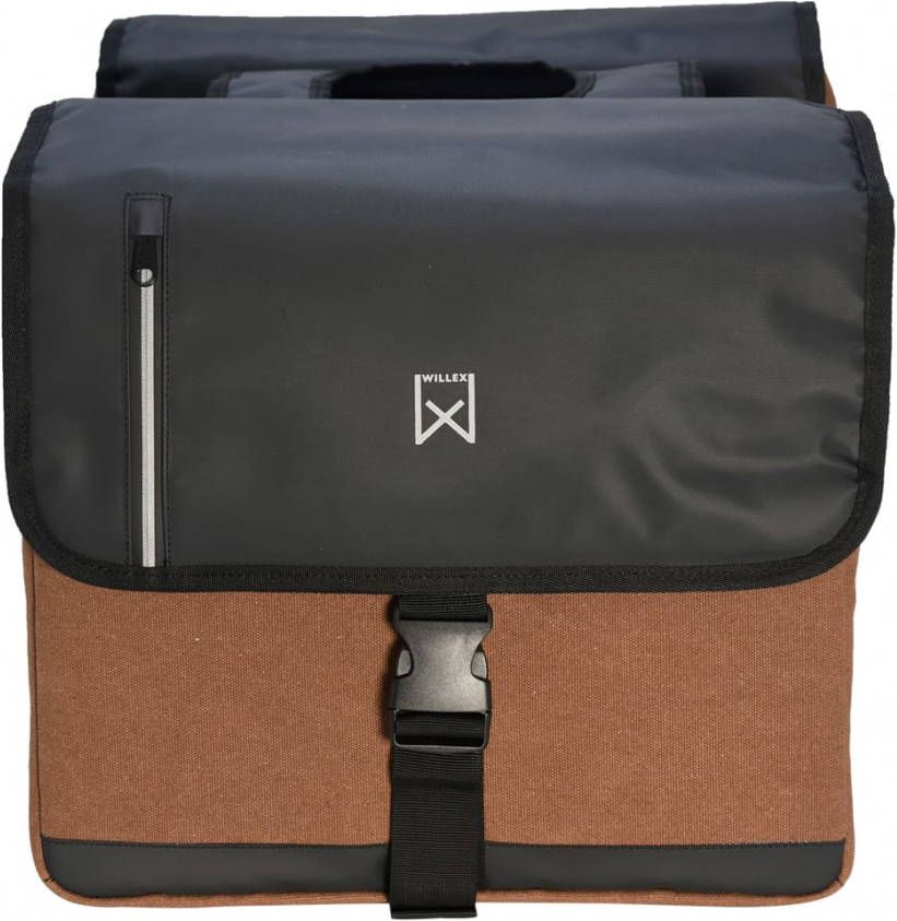 Willex Dubbele Canvas Kantoortas Bruin/Zwart 30 liter