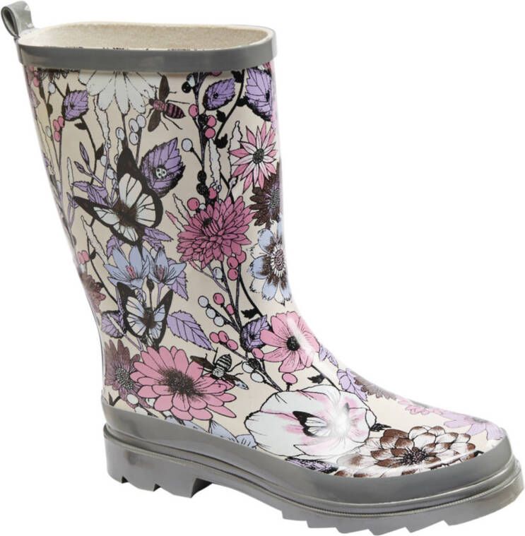 Cortina regenlaarzen met bloemenprint grijs/multi